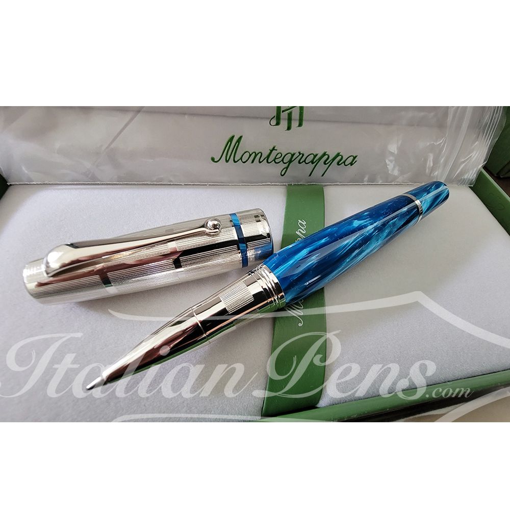 Montegrappa Miya Argento Turquoise Blue Celluloid Rollerball Pen