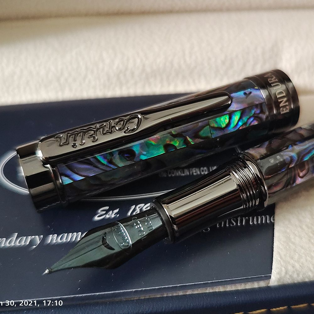 Conklin Endura Abalone & Gun Metal Limited Edition Fountain Pen  New  Fine Nib 