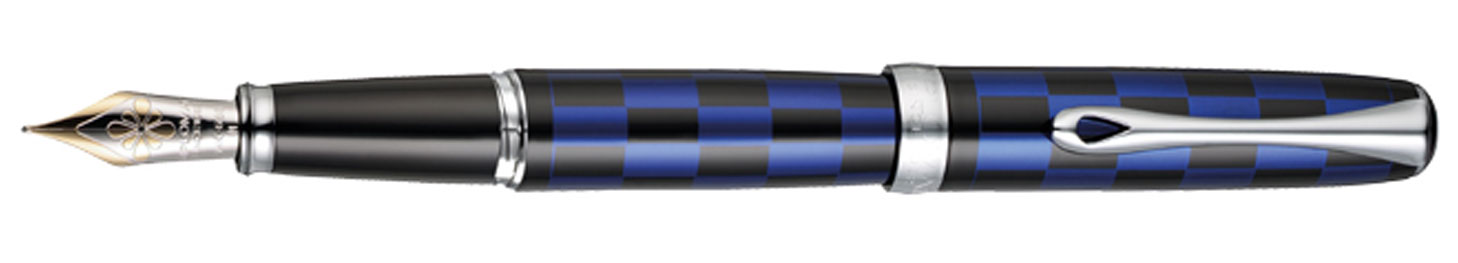 Diplomat Excellence A+ Rome Black and Blue 14k Fountain Pen Extra Fine Nib