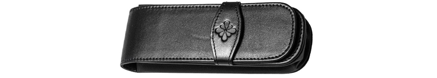 Diplomat Leather Double Pen Case Black
