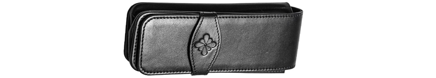 Diplomat Leather Triple Pen Case Black