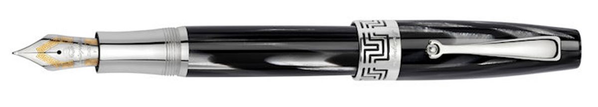 Montegrappa Extra 1930 Black and White Celluloid Fountain Pen #8 Big 18K nib