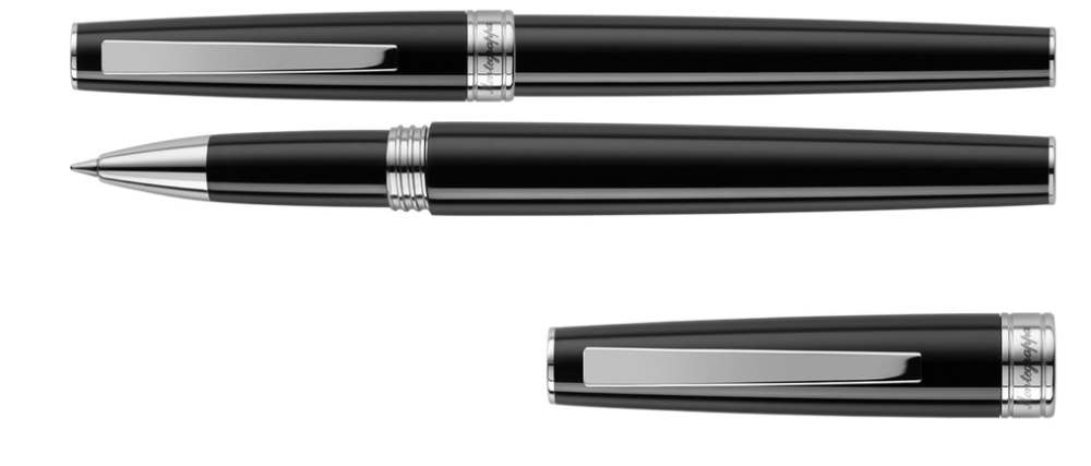 Stylo Plume Montegrappa Armonia Noir - Plaqué Platine, Plume Taille M, Cartouches