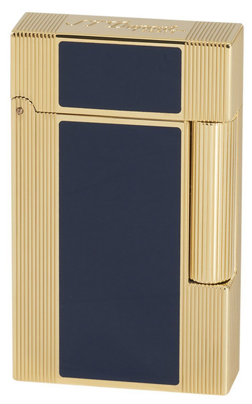 dupont cigarette lighter S. T. Dupont Windsor Ligne 2 Blue and Gold Cigar Lighter 16381